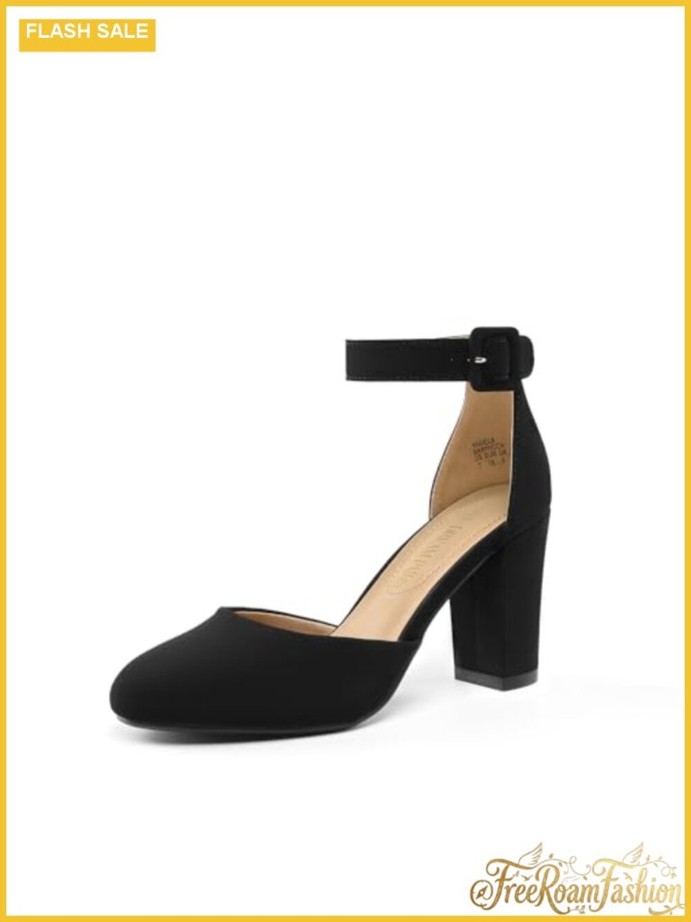 Women's Block Heel Chunky Pumps Closed Toe Ankle Strap Dress Shoes